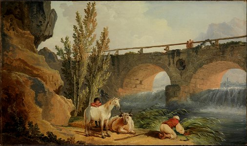 Hubert Robert - Bridge over a Cascade