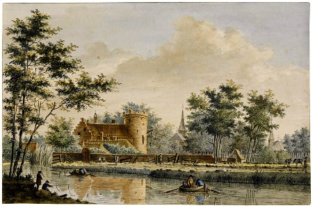 HUA-803160-Gezicht over de Vecht op het kasteel Loenersloot en het dorp Loenersloot
