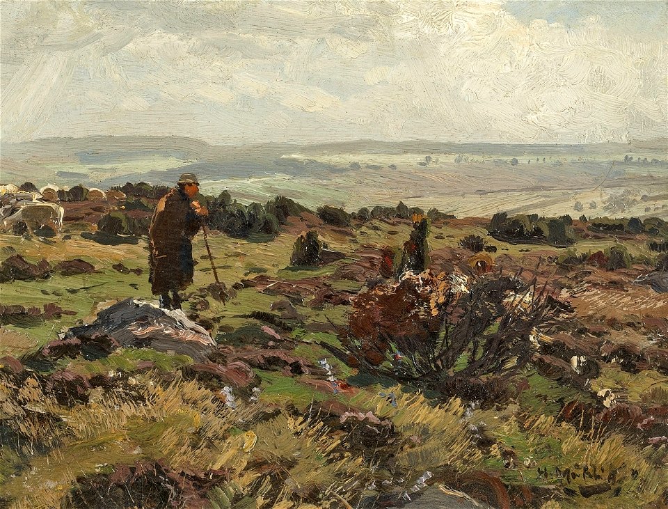 Hugo Mühlig Schäfer mit Herde bei Merzhausen in der Schwalm