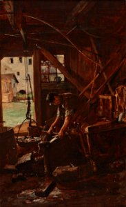 Hugo Charlemont Schmied in der Werkstatt 1882
