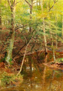 Hugo Darnaut - Woodland Stream. Free illustration for personal and commercial use.