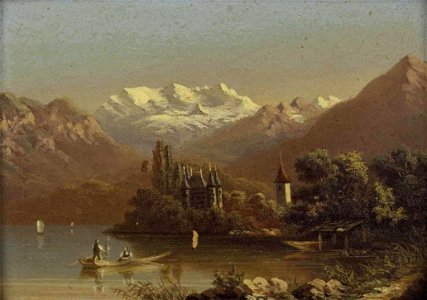 Hubert Sattler - Schloss Schadau und Kirche von Scherzlingen am Thunersee