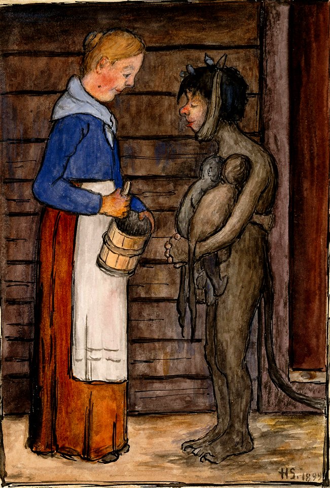 Hugo Simberg - The Farmer's Wife and the Poor Devil - A II 968-34 - Finnish National Gallery