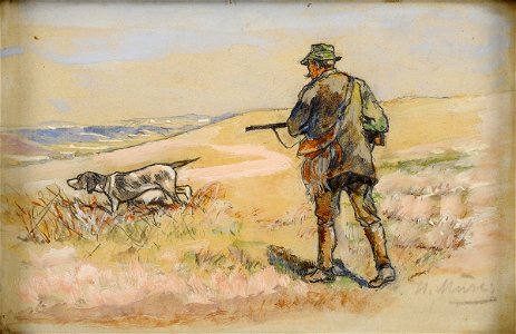 Hugo Mühlig Jäger mit Hund
