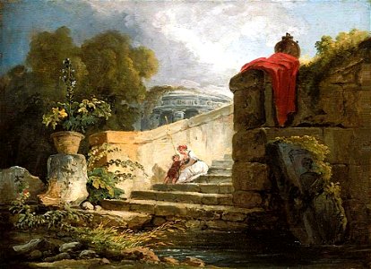 Hubert Robert - A Scene in the Grounds of the Villa Farnese, Rome - WGA19580