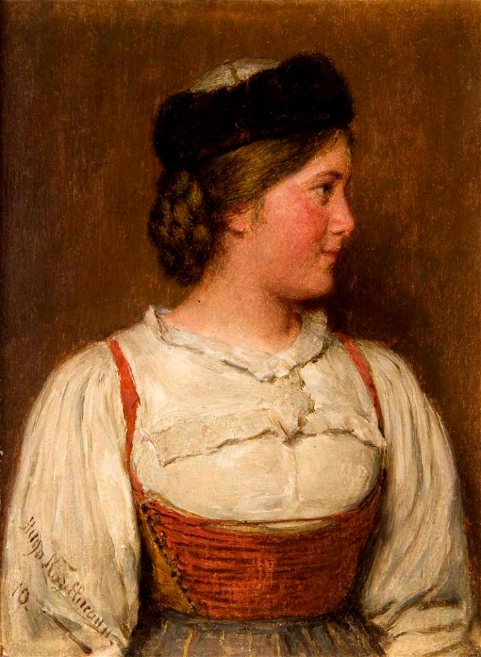 Hugo Kauffmann - Mädchen-Halbbildnis im Profil, 1910