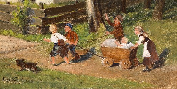 Hugo Kauffmann Kinder mit Wagen 1906