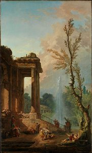 Hubert Robert - The Portico of a Country Mansion