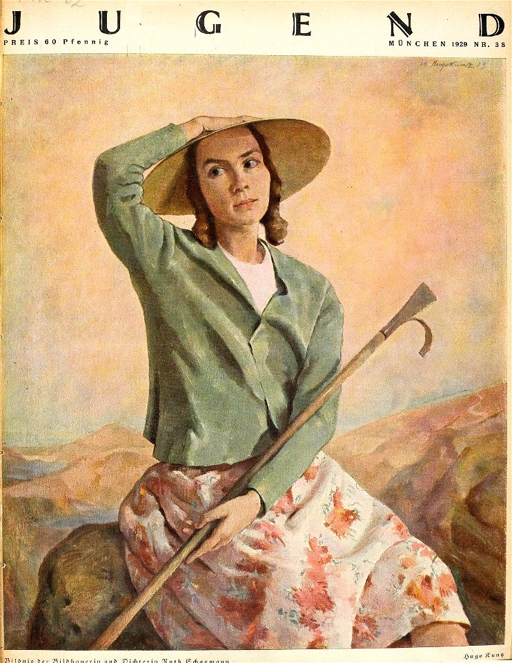 Hugo Kunz - Portrait Ruth Schaumann - Jugend Nr. 38, 1929
