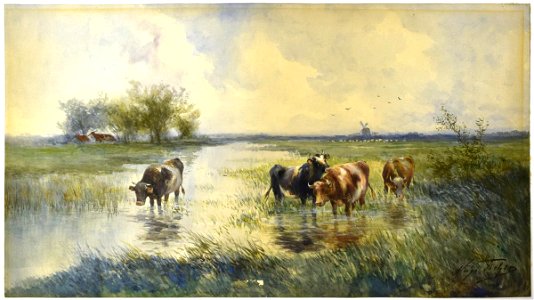 Hugo Anton Fisher - Landscape with Cows - 1918.541.1 - Reading Public Museum