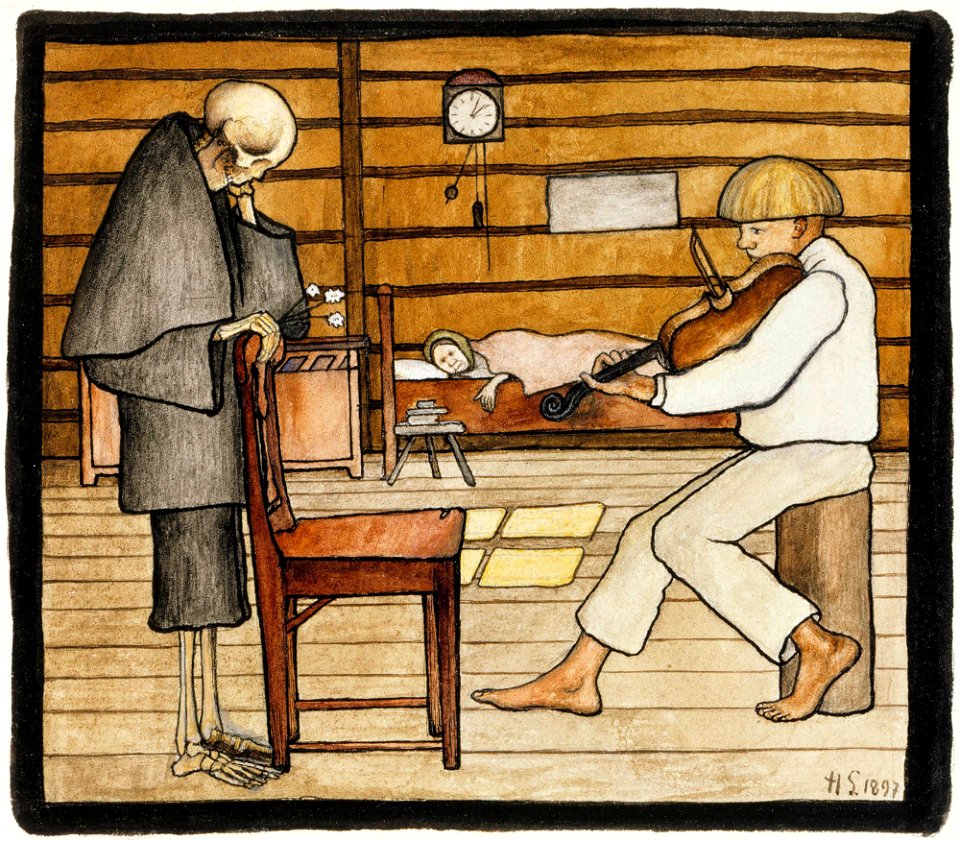Hugo Simberg - Death Listens - A II 968-25 - Finnish National Gallery