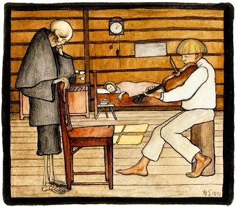 Hugo Simberg - Death Listens - A II 968-25 - Finnish National Gallery