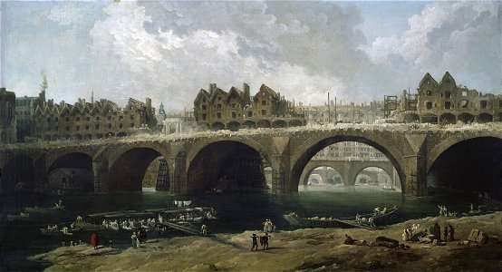 Hubert Robert - Demolition of the Houses on the Pont Notre-Dame in 1786 - WGA19597
