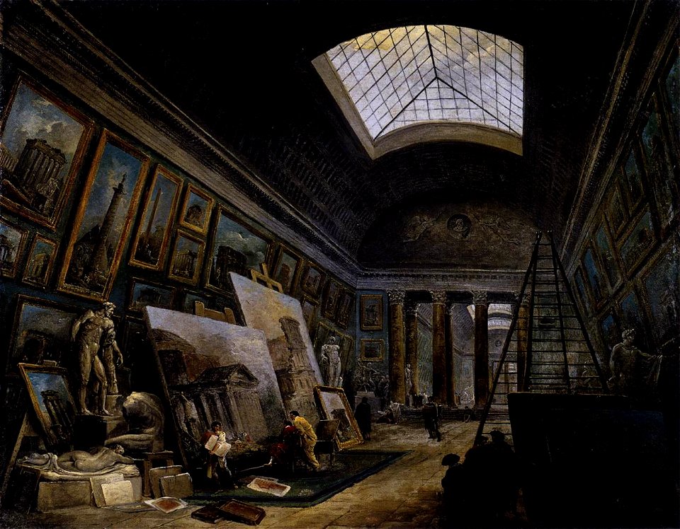Hubert Robert - Imaginary View of the Grande Galerie in the Louvre - WGA19592