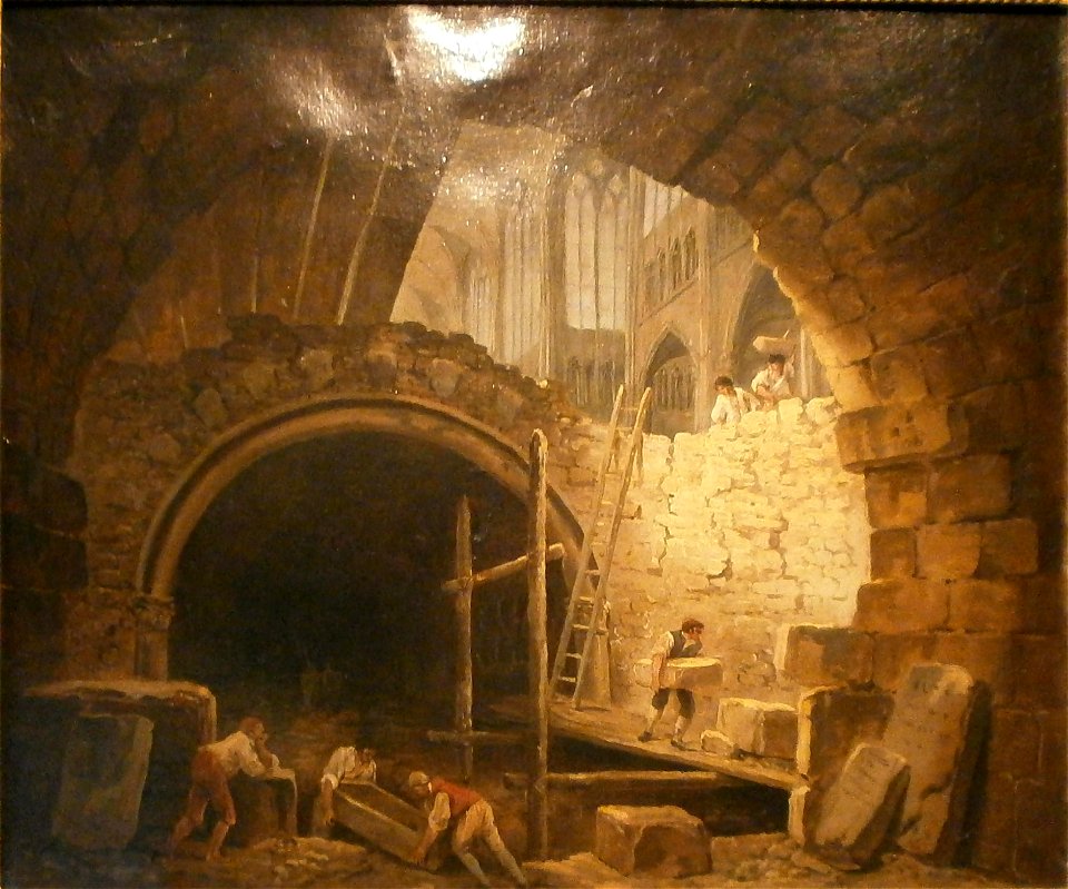 Hubert Robert - La Violation des caveaux des rois dans la basilique de Saint-Denis