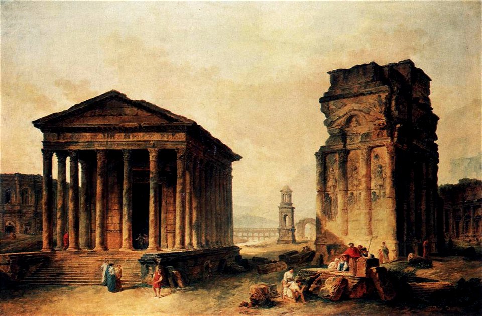 Hubert Robert - Ruins at Nimes - WGA19596