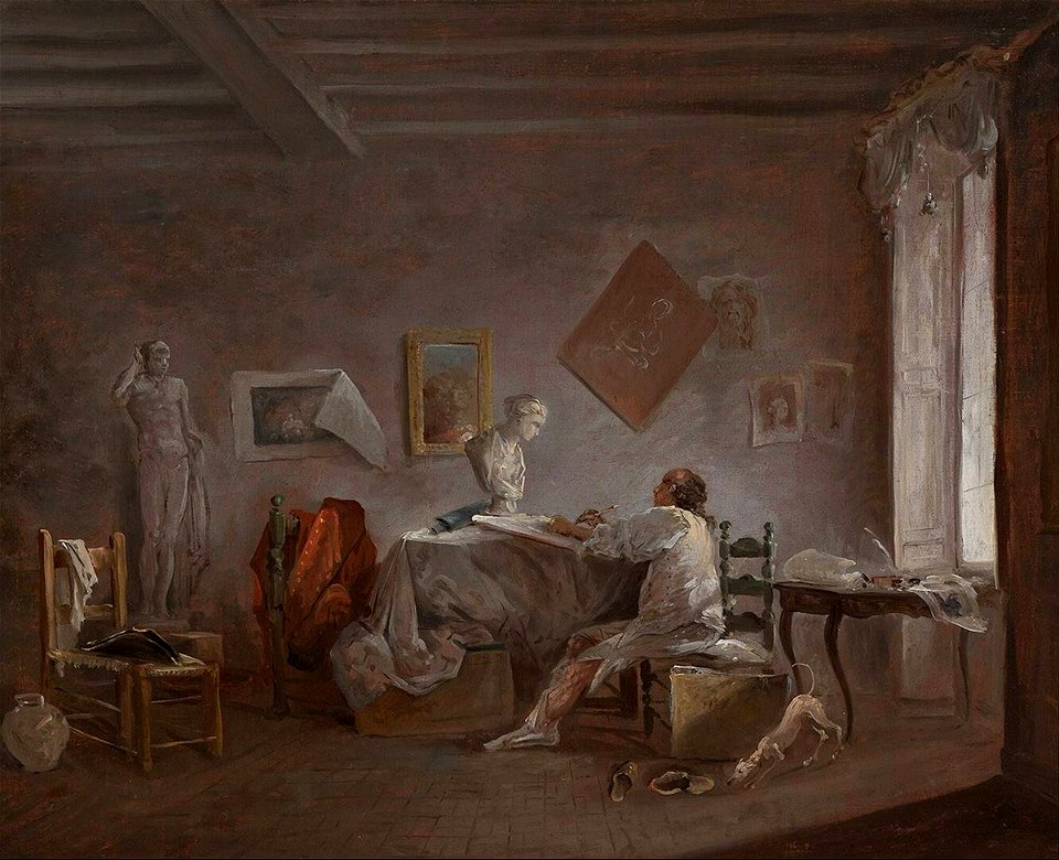 Hubert Robert - The Artist in His Studio