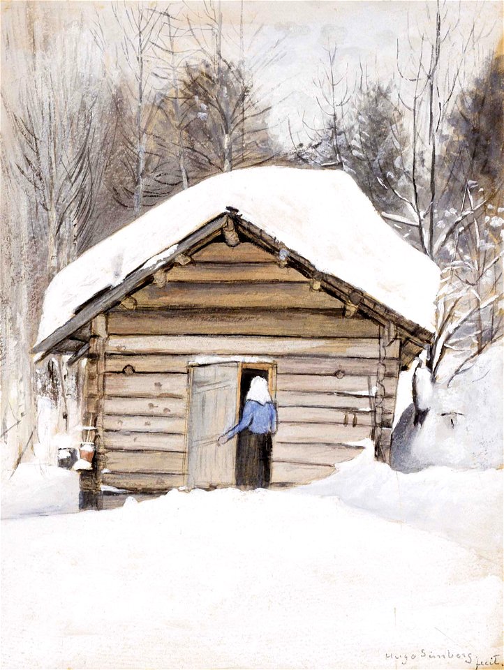 Hugo Simberg - Old Woman at the Sauna Door - A III 1774 - Finnish National Gallery