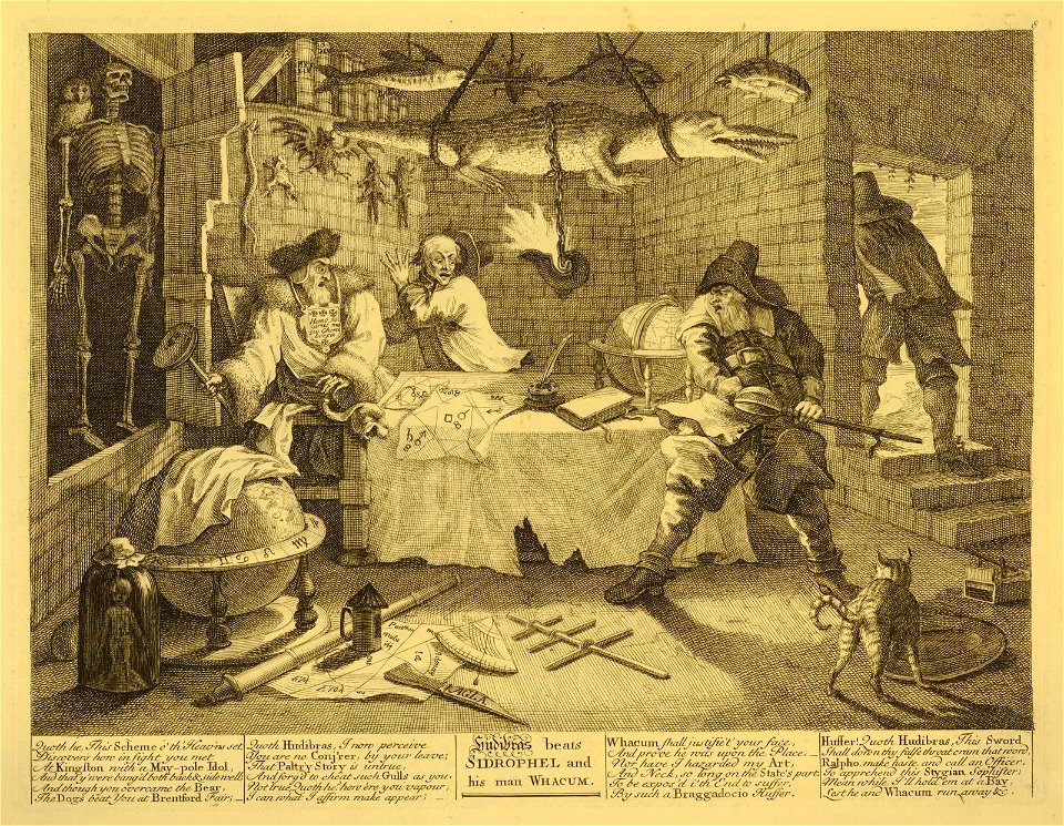 Hudibras beats Sidrophel and his man Whacum (BM 1868,0822.1502)