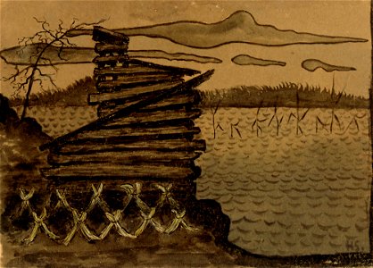 Hugo Simberg - Nuottakota - A II 968-15 - Finnish National Gallery