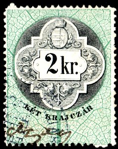 Hungary 1876 document revenue 2kr. Free illustration for personal and commercial use.