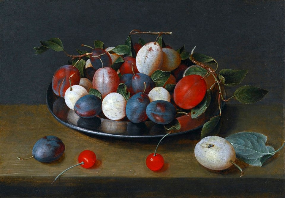 Jacob van Hulsdonck - Still life with Plums on a plate