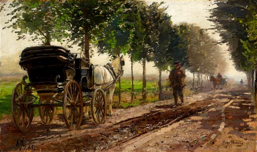Hugo Mühlig Landschaft mit Kutsche
