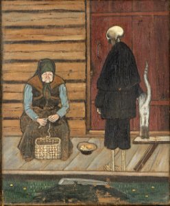 Hugo Simberg - Death and the Potato Peeler, tempera