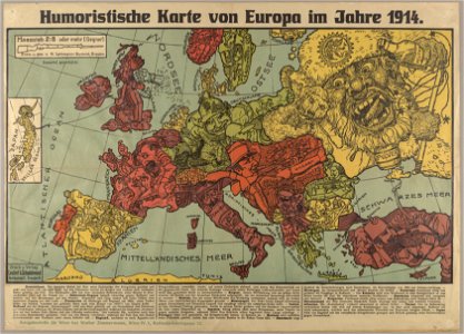 Humoristische Karte von Europa im Jahre 1914
