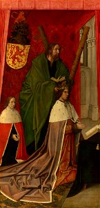 Hugo van der Goes - The Trinity Altarpiece - James III of Scotland accompanied by his son James, presented by St Andrew