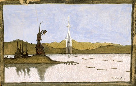 Hugo Simberg - The Two Churches - A II 968-29 - Finnish National Gallery