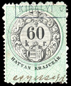 Hungary 1876 document revenue 60kr. Free illustration for personal and commercial use.
