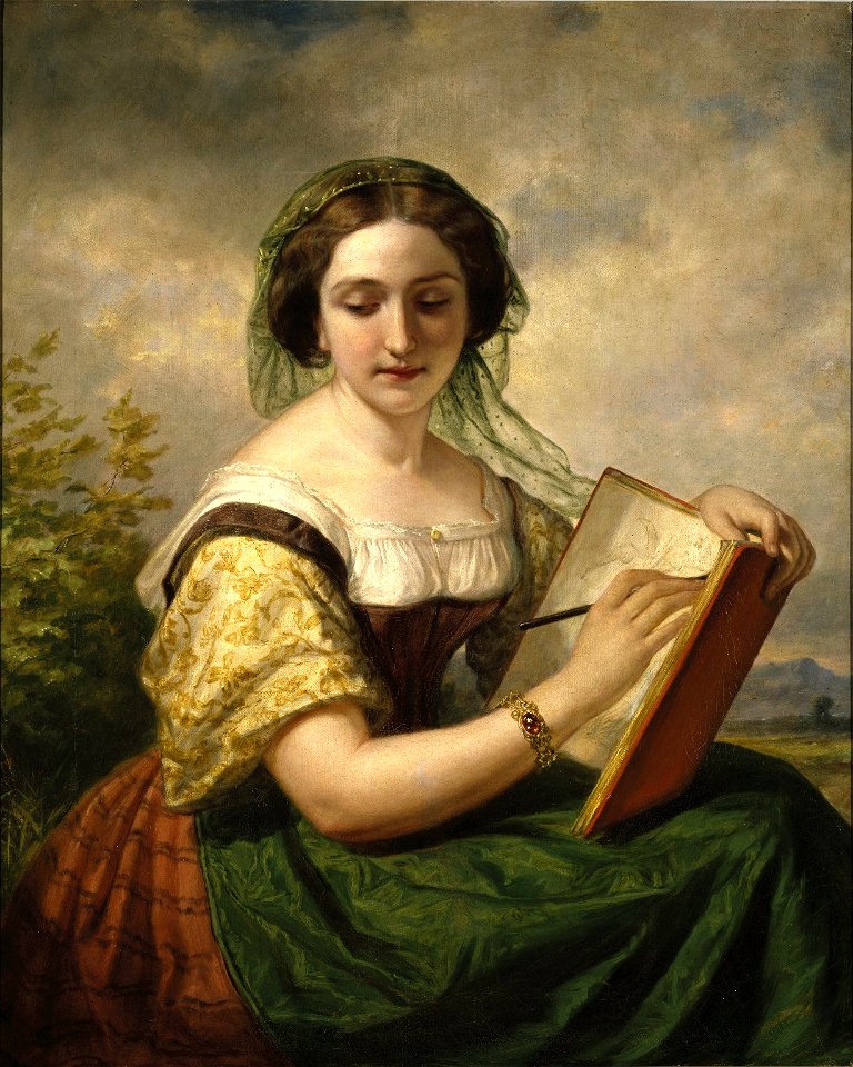 Brooklyn Museum - The Sketcher A Portrait of Mlle Rosina a Jewess - Daniel Huntington