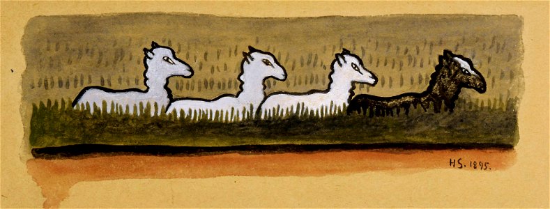 Hugo Simberg - Sheep in Line - A II 968-13 - Finnish National Gallery