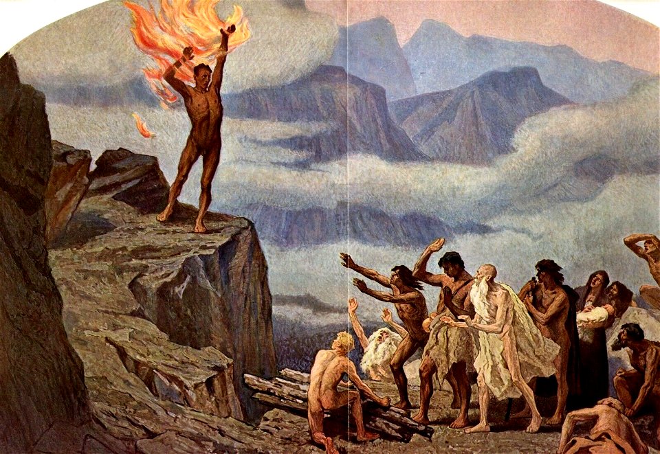 Hugo Vogel - Prometheus bringt den Menschen das Feuer, 1910