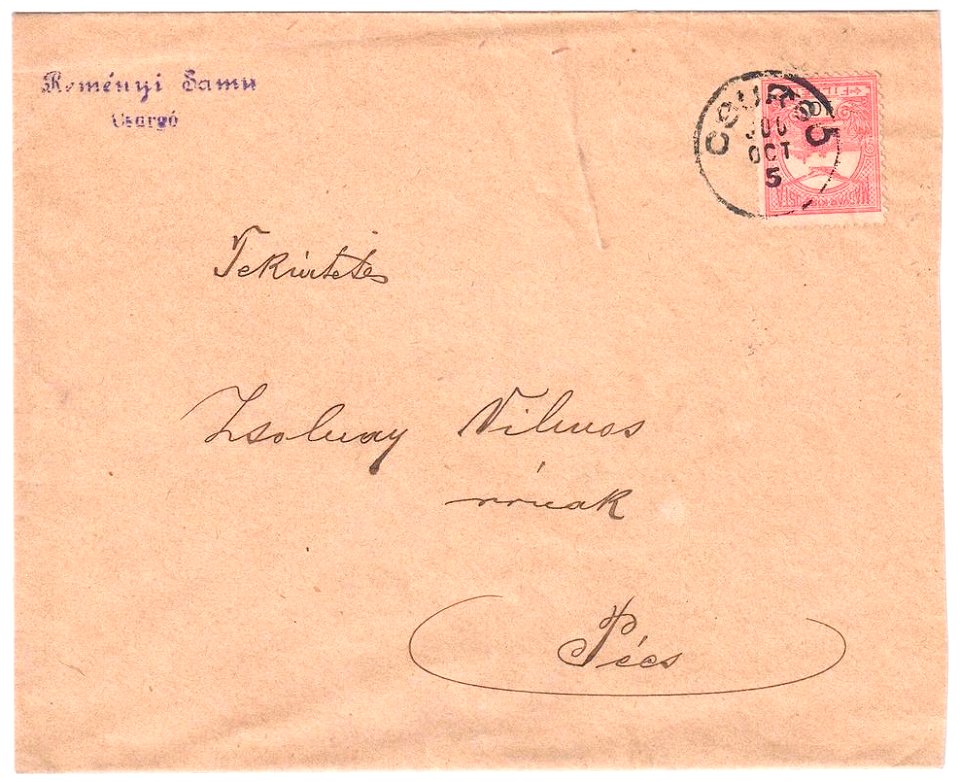 Hungary 1900 cover Osurgo-Pecs