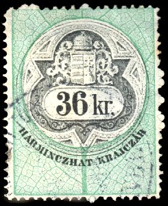 Hungary 1876 document revenue 36kr. Free illustration for personal and commercial use.