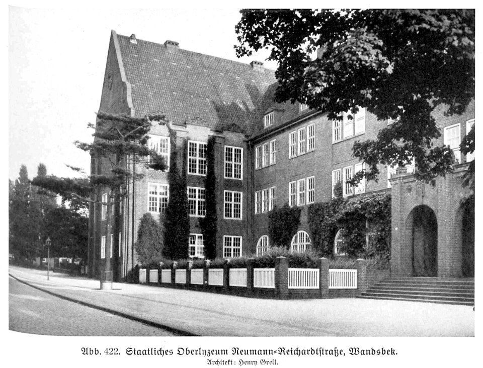 HUSB 1918-1929, Abbildung 422, Oberlyzeum Neumann-Reichardtstraße in Wandsbek