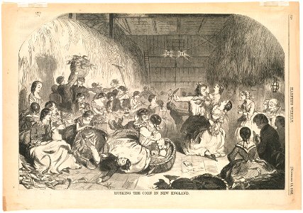 Husking the corn in New England (Boston Public Library)