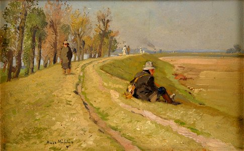 Hugo Mühlig Spaziergang auf dem Rheindamm