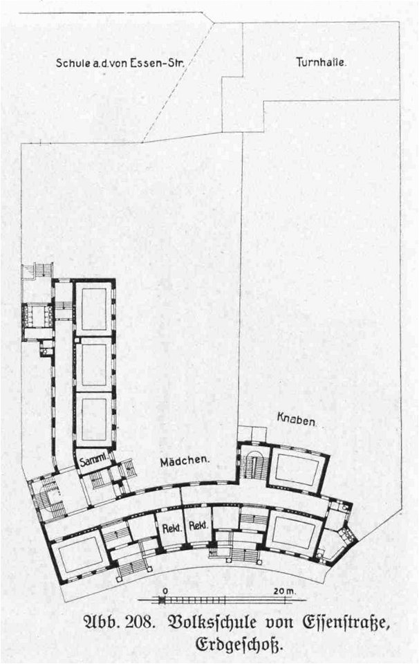 HUSB 1914, Band 1, Abb 208, Volksschule von Essenstraße, Grundriss