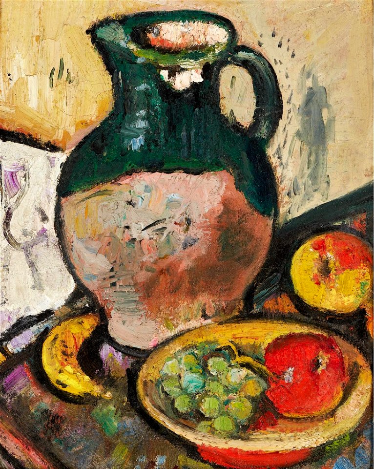 Sill Life of Fruit and Green Jug by George Leslie Hunter
