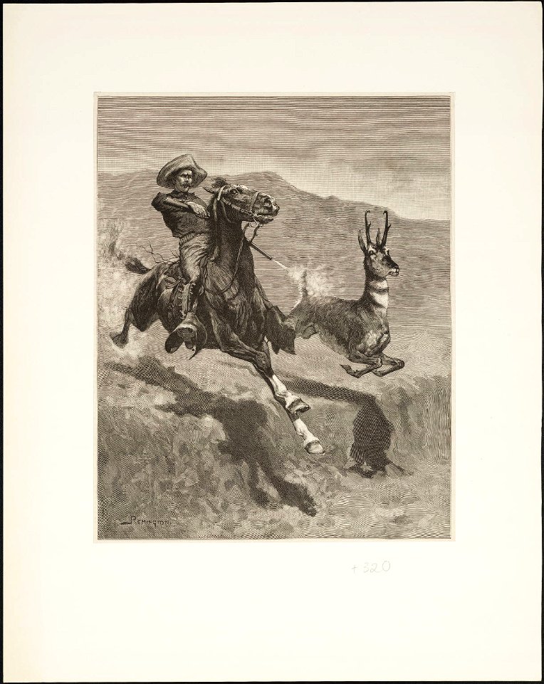 Hunting the prong-horn antelope in California by Frederic Remington 1889