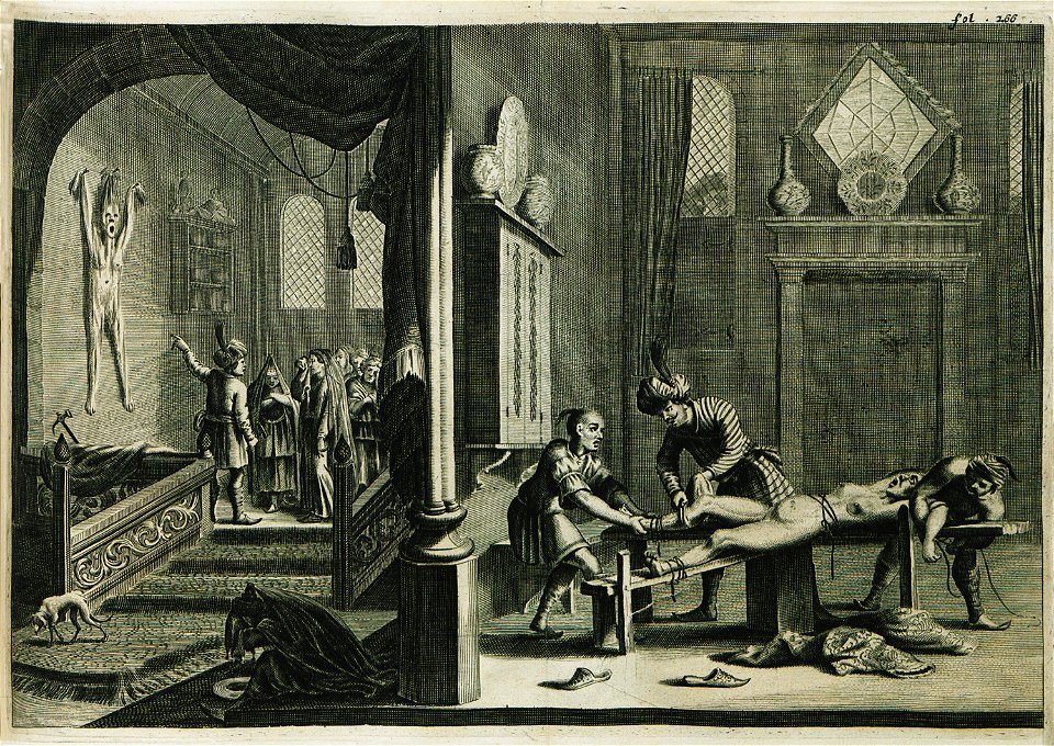 Husband flays his adulterous wife alive and puts her skin on display as an example to others - Struys Jan Janszoon - 1681