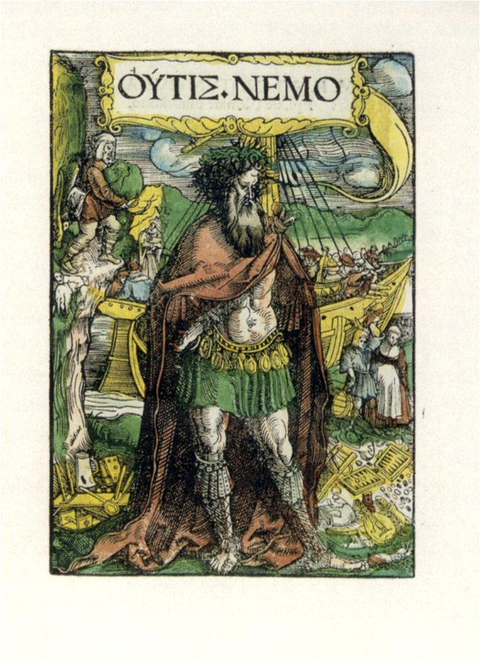 Hutten Outis Nemo Titel von Hans Weiditz 1518 (Isny)