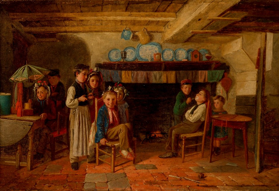 At the Hairdresser's by Charles Hunt, 1863