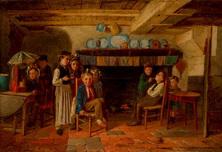 At the Hairdresser's by Charles Hunt, 1863