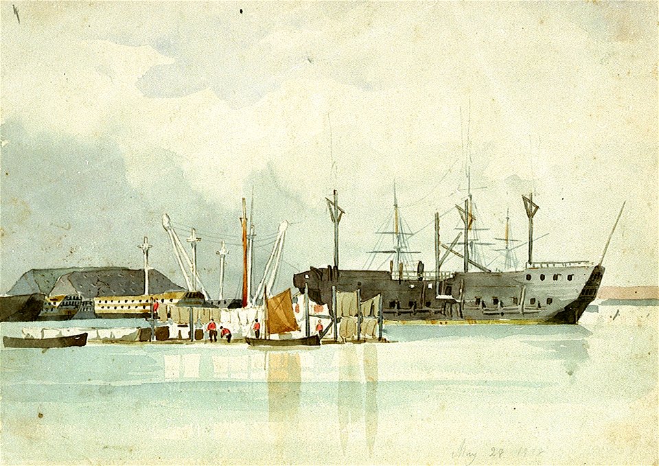 Hulks, probably at Sheerness, 1838 RMG PU9410