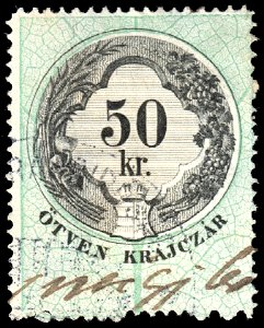Hungary 1876 document revenue 50kr