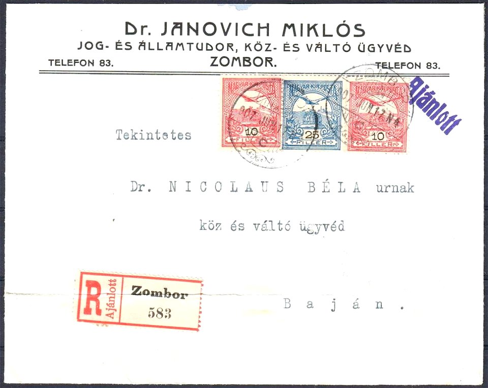 Hungary 1907 Cover Zombor-Bajan